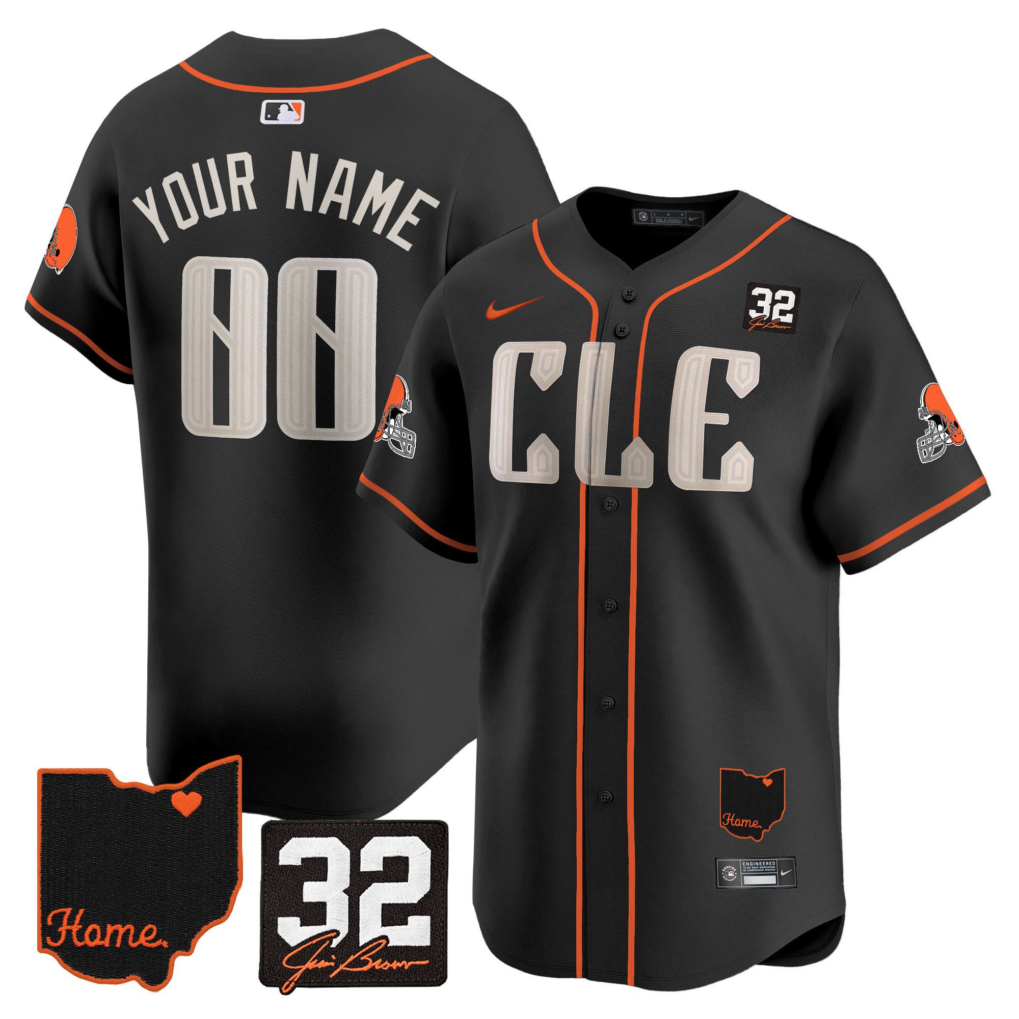 Men Cleveland Browns Black Home Patch Vapor Premier Limited Custom 2024 Nike NFL Jersey